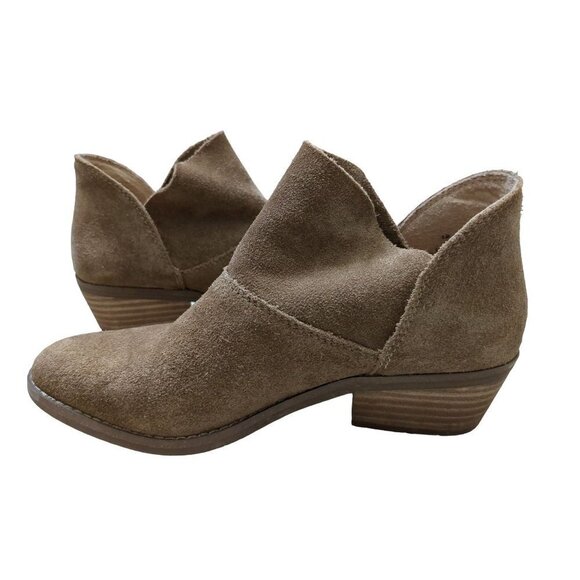 Lucky Brand Fahmida Ankle Bootie Boot Tan Suede Leather Womens 6.5 - Picture 5 of 8
